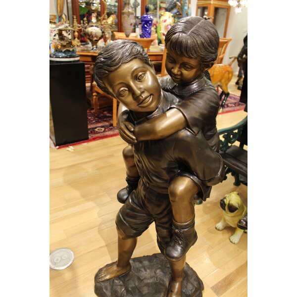 Nifao Statues Boy Giving Girl Piggyback Ride Statue | Wayfair